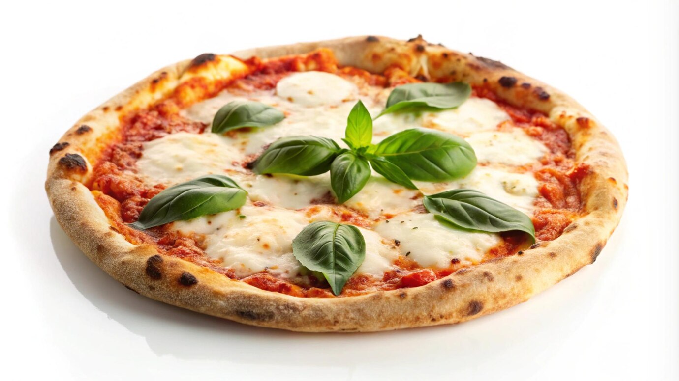 pizza margherita recien horneada queso mozzarella hojas albahaca 9975 124847